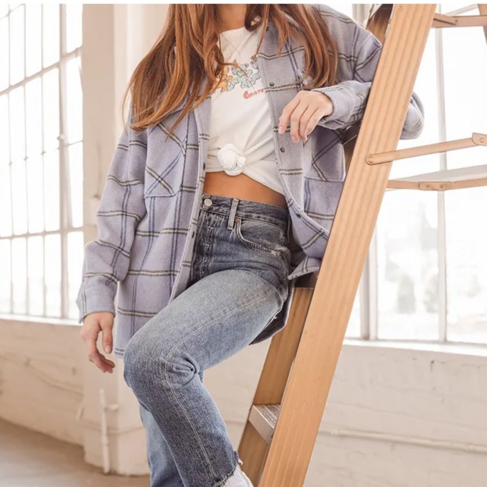 Lulu’s Keep It Cool Blue Plaid Shacket